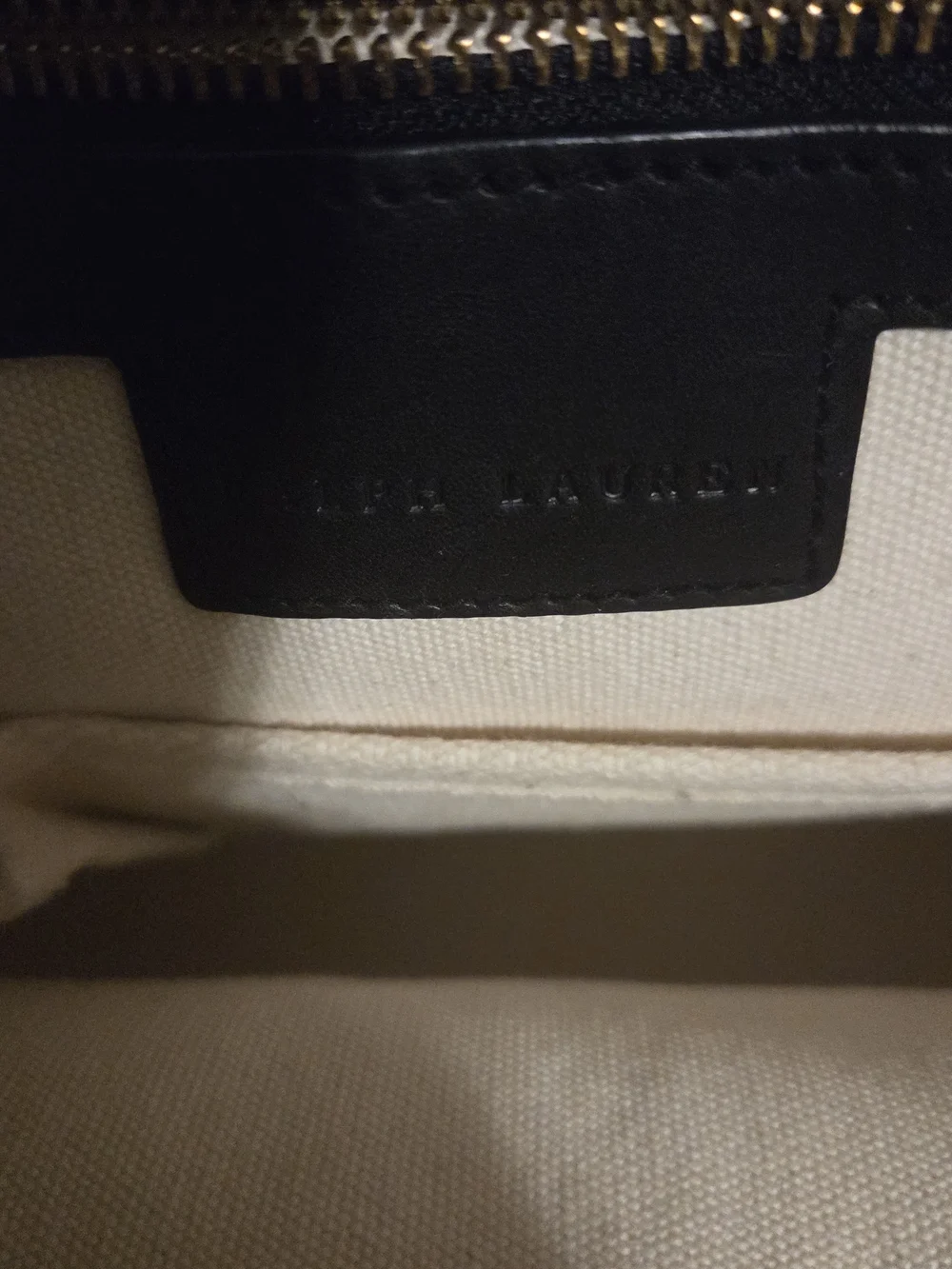 Ralph Lauren Canvas Tote Bag with Polo Player Embroidery - Black and Natural
